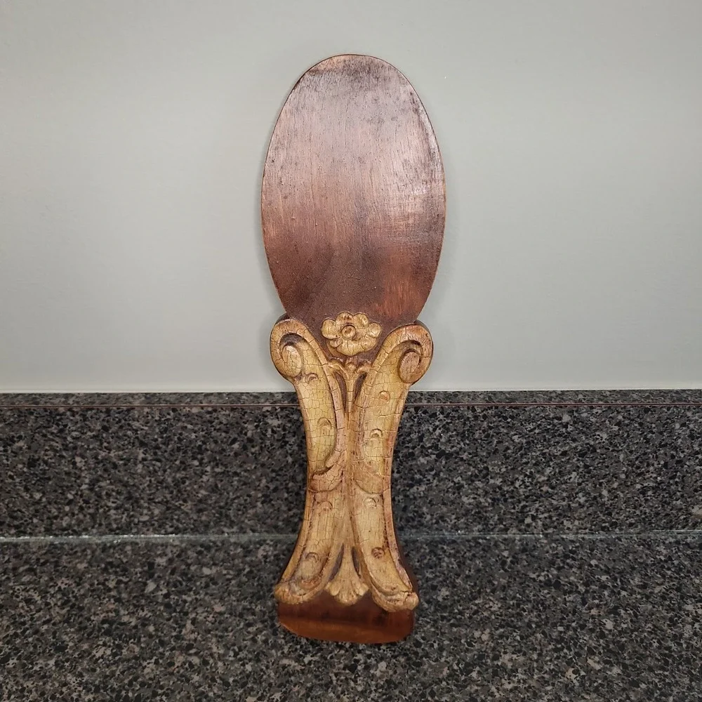 VINTAGE Hand-Carved 2-Sided Wooden Decorative Wall Paddle Spoon Country‎ Rustic